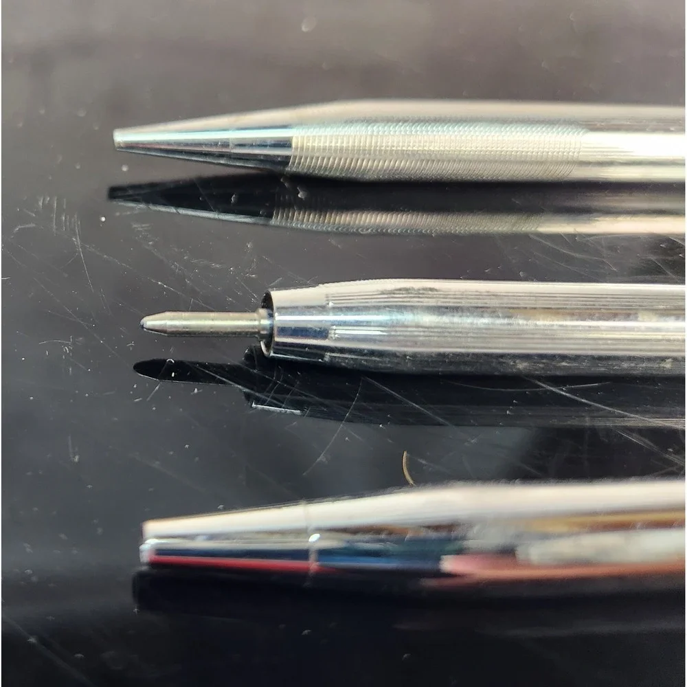 2 Vintage Cross Classic Silver Chrome Ballpoint Pens & 1 Cross Mechanical Pencil